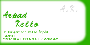 arpad kello business card